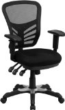 Mid-Back Black Mesh Swivel Task Chair with Triple Paddle Control