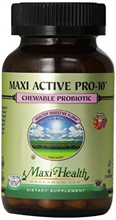 Maxi Health Active Pro-10 - Chewable Probiotic - Healthy Digestive Flora - 60 Chewies - Kosher