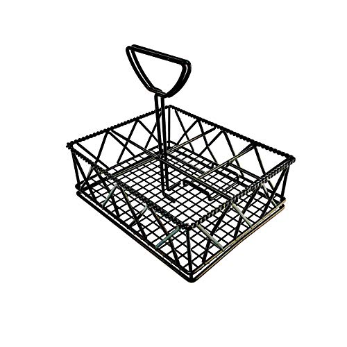 G.E.T. Enterprises Black Metal Five Compartment Condiment Caddy Iron Powder Coated Table Caddies Collection 4-931832 (Pack of 1)