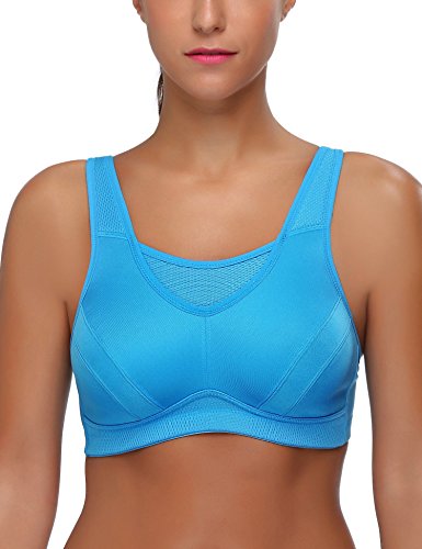 WingsLove Women’s Full Coverage High Impact Wirefree Workout Non Padded Sport Bra