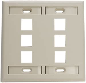 Leviton 42080-6IP 6-Port Dual Gang QuickPort Wallplate with ID Windows, Ivory