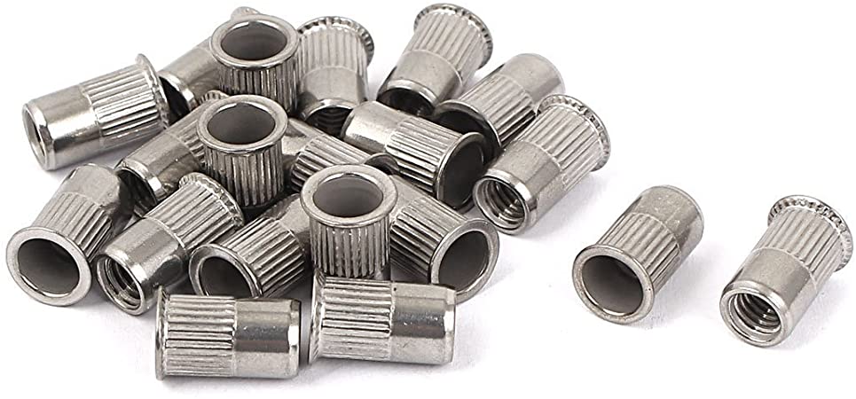 URBEST 304 Stainless Steel Rivet Nut Flat Head Insert Nutsert Knurled Body Blind Rivnut Assortment 50Pcs (M5x12mm)