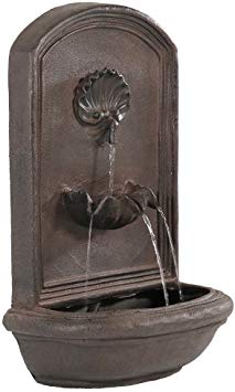 Sunnydaze Seaside Outdoor Wall Mounted Water Fountain with Electric Submersible Pump, 27-Inch, Iron Finish