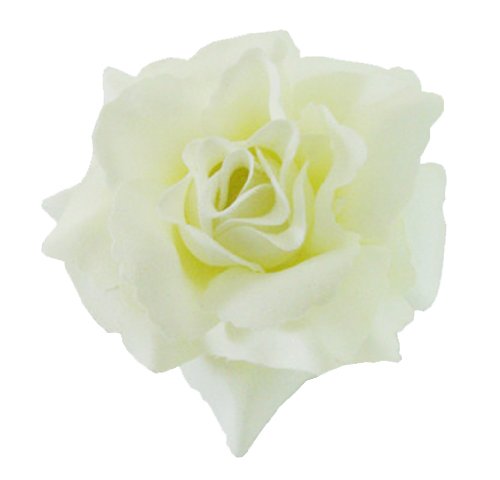 Silk Rose Flower Hair Clip Bridal Wedding 375 Inches White