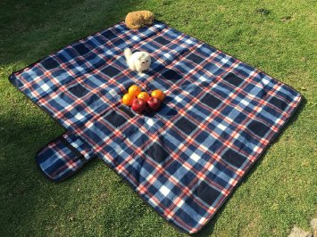 HS Water Resistant All Purpose X-Large Outdoor Blanket Blue Plaid