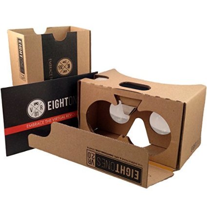 EightOnes VR Kit V2 inspired by Google Cardboard V20 - Easy Assembly Virtual Reality Headset With Capacitive Touch Button Suitable for iPhone and Android V2 Original Cardboard