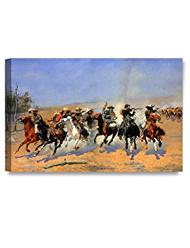 DecorArts -A Dash for the Timber, Frederic Remington Classic Art Reproductions. Giclee Canvas Prints Wall Art for Home Decor 30x20"