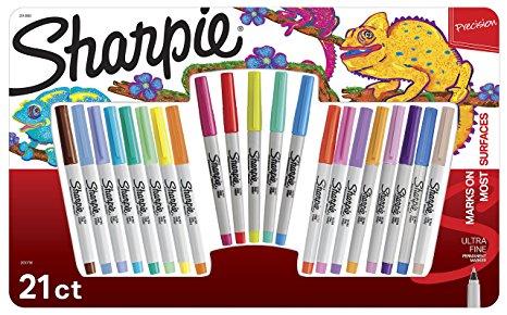 Sharpie Permanent Markers Combo Pack, Assorted Colors, Ultra Fine Point, 21 Count