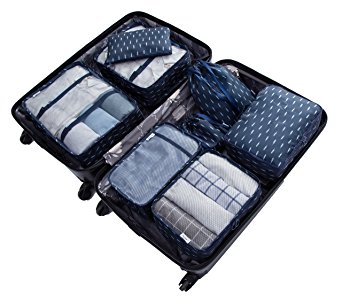 8 Set Packing Travel Organizer,Waterproof Mesh Travel Luggage Accessories Packing Cubes with Shoes Bag