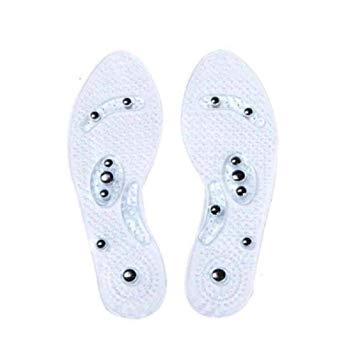 Massaging Insoles, Acupressure Magnet Massage Foot Insole Foot Pain Relief Shoe Insole, Support Washable and Cutable 1Pair Size Fits All Men and Women (White)