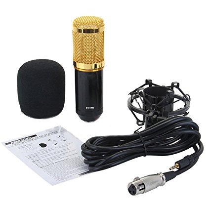 MyArmor Professional Condenser Microphone Cardioid Pro Audio Studio Vocal Recording Mic with Shock Mount (BM-800)