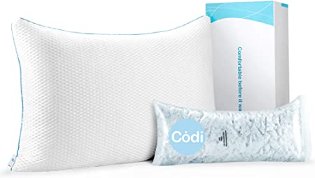 Codi Premium memory foam pillow Cooling Standard Size | Shredded Gel Infused, Cool Sleeping for Hot/Side/Back/Stomach Sleepers | Breathable, Washable, Hypoallergenic | CertiPUR-US Certified