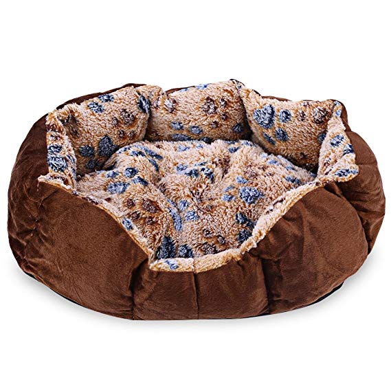 JHD Soft Washable Footprint Pet Dog Cat Bed House Nest with Removable Cushion