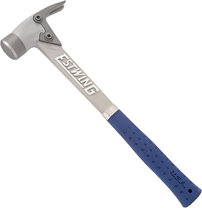 ESTWING AL-PRO Aluminum Framing Hammer - 14 oz Straight Rip Claw with Milled Face & Shock Reduction Grip - ALBLM