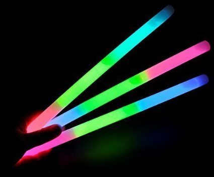 Party Lovers Tri Color Delight Glow In The Dark Eclectic Sticks (10 Pieces)