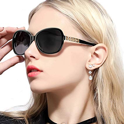 FIMILU Women's Classic Polarized Sunglasses,Stylish Decorated 100% UV Protection Eyewear for Driving Shopping