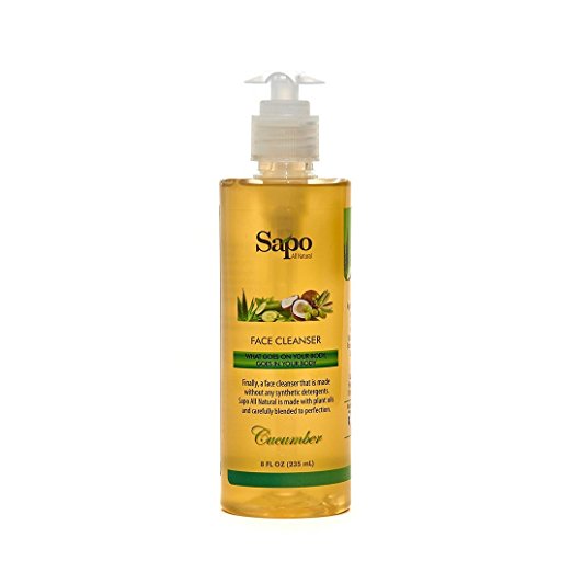 Sapo All Natural Face Cleanser with Cucumber - No SLS, No Parabens, No Fragrance, 100% Vegan, Made in the US - Great For Combination Skin - 8 fl oz