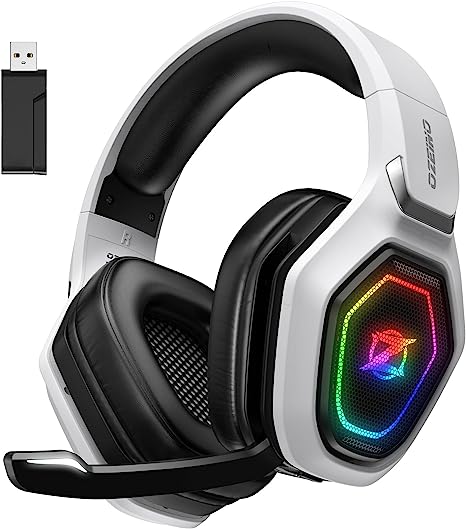 Ozeino Wireless Gaming Headset for PC, PS5, PS4 - Lightspeed USB & Type-C 2.4GHz Ultra Stable Low Latency Gaming Headphones with Flip Microphone, 30-Hr Battery Gamer Headset for Switch, Laptop, Mobile