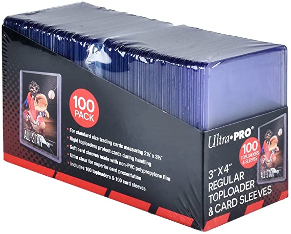 Ultra Pro UP83648 3" x 4" Toploaders and Clear Sleeves for Collectible Trading Cards (Includes 100 toploaders and 100 Sleeves)