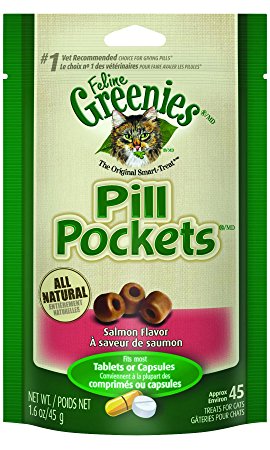 FELINE GREENIES PILL POCKETS Treats for Cats Salmon Flavor - 1.6 oz. 45 Treats