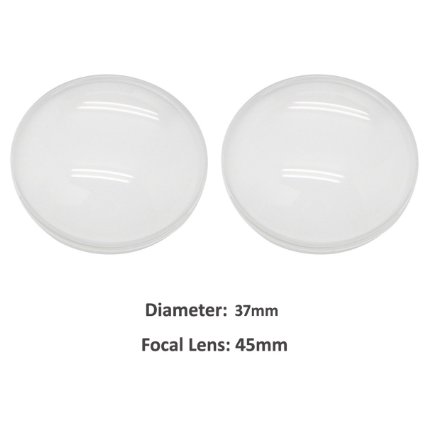 Biconvex Lens Set, Pop-Tech Bi-convex 37mm Diameter 45mm Focal Length Lens for Google Cardboard VR