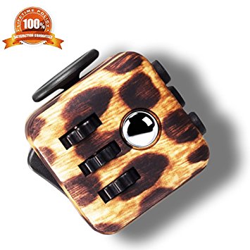 Fidget Toy Cube Leopard Camo Relieves Anxiety and Stress for Kids and Adults - Comes with Case