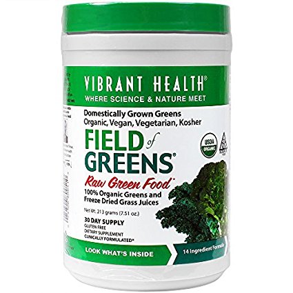 Vibrant Health - Field of Greens, 100% Organic Greens and Freeze Dried Grass Juices, 30 servings (FFP)