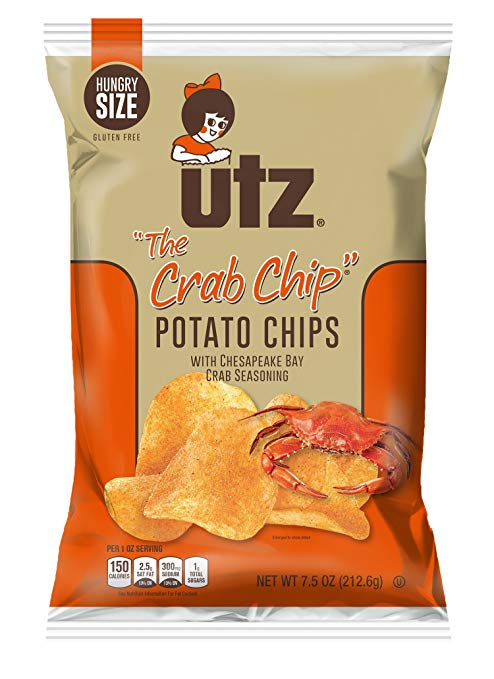 Utz Quality Foods Flavored Potato Chips 7.5 Ounce Hungry Size Bag (The Crab Chip, 3 Bags)