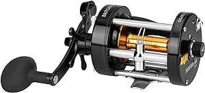 KastKing Rover Round Baitcasting Reel, Conventional Reel for Catfish, Salmon/Steelhead,Striper Bass and Inshore Saltwater Fishing Reel, Reinforced Metal Body,Black