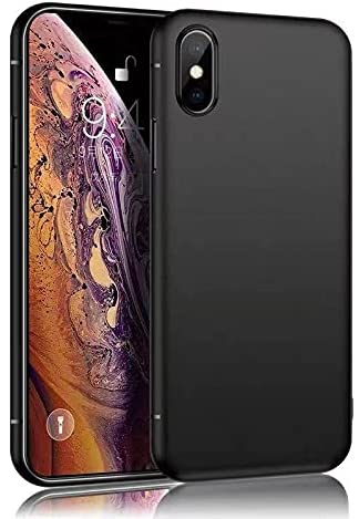 LOOKSEVEN iPhone X Case iPhone Xs Case, Black Silicone TPU Rubber Back Cover Case Compatible for Apple iPhone X/iPhone Xs(5.8inch)