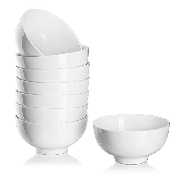 DOWAN 10-Ounce Porcelain Bowl Set - 8 Packs, White