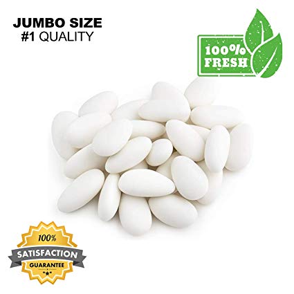 Jordan Almonds White, Fresh Premium White Jordan Almonds Candy - European Nuts (1 lb Resealable Bag Crunchy Jordan Almonds)