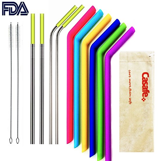 Extra long reusable straws-set of 13- thick-wall mixed straws-bpa free-protection design-straw enthusiasts' choice CASAFE