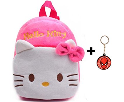 ToyJoy Hello Kitty school bag 2 compartment 35cm with keychain for kids/girls/boys/children plush soft bag backpack cartoon bag gift for kids