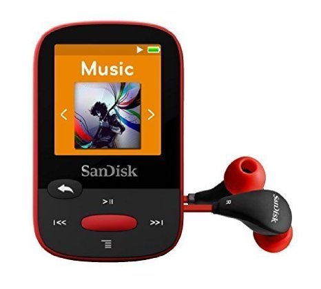 SanDisk Clip Sport 4GB MP3 Player Red With LCD Screen and MicroSDHC Card Slot- SDMX24-004G-G46R Certified Refurbished