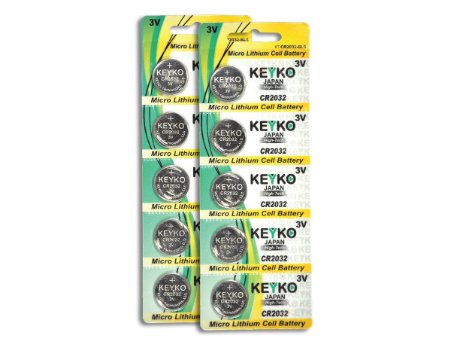 CR2032 3V Micro Lithium Coin Lithium Cell Battery 2032. Genuine KEYKO ® - 10 pcs Pack (2 Blisters)