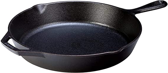 Lodge Seasoned Cast Iron Skillet - 12 Inch Ergonomic Frying Pan with Assist Handle