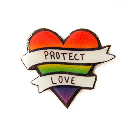 LGBT "Protect Love" Rainbow Pride Heart Enamel Pin