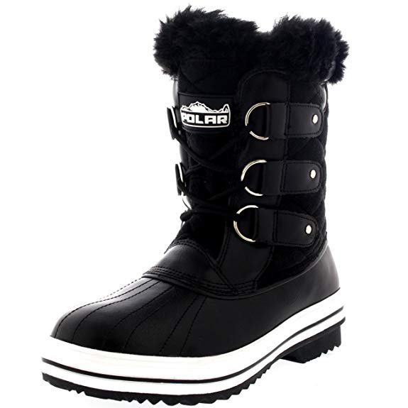 Polar Products Womens Snow Boot Quilted Short Winter Snow Rain Warm Waterproof Boots