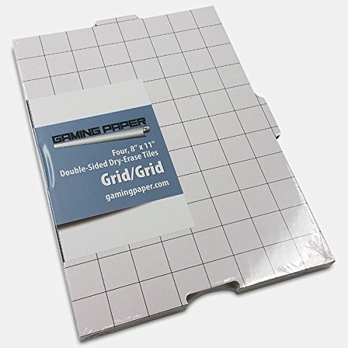 4 Pack Gaming Paper Wet/Dry Erase Tiles 1" Grid