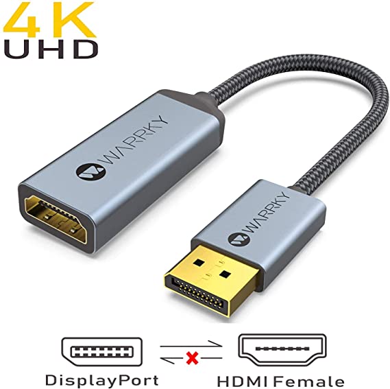 Displayport to HDMI Adapter 2-Pack (4K, UHD), WARRKY[24K Gold-Plated, Slim Aluminum Shell] Display Port to HDMI/DP to HDMI Adapter for Lenovo, DELL, HP, ThinkPad, GPU, AMD, NVIDIA&More