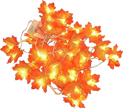 Karlling Christmas Decorations, Garland String Lights Battery Operated Fall Maple Leaves Decor String Lights for Holiday(3 Pack)