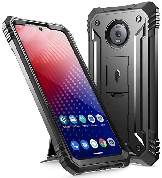 Moto Z4 Rugged Case with Kickstand, Poetic Full-Body Dual-Layer Shockproof Protective Cover, Built-in-Screen Protector, Revolution Series, Defender Case for Motorola Moto Z4 (2019 Release), Black