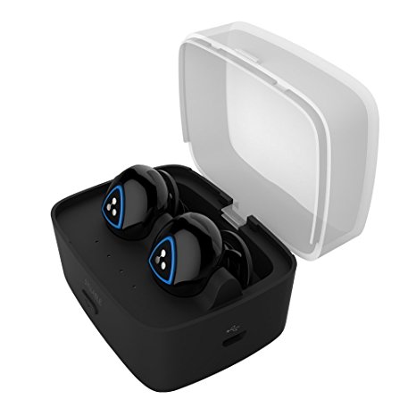 Truly Wireless Earbuds, Syllable D900S Wireless Bluetooth Sport Noise Cancelling Sweatproof Headphones In-ear Design Bulit-in Mic IPX4 Waterproof apt-x Sound Effect Come with Charging Box (Black)