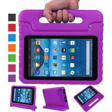 Fire 7 case,Fire 7 2015 Case,TRAVELLOR®Kids Shock Proof Convertible Handle Light Weight Super Protective Stand Cover for Amazon Fire Tablet (7 inch Display, 2015 Release Only)(Purple)