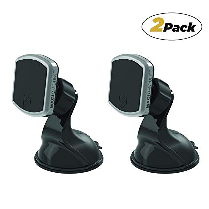 SCOSCHE MPWD2PK-UB Pro MagicMount Universal Magnetic Phone/GPS Suction Cup Mount for The Car, Home or Office - 2-Pack