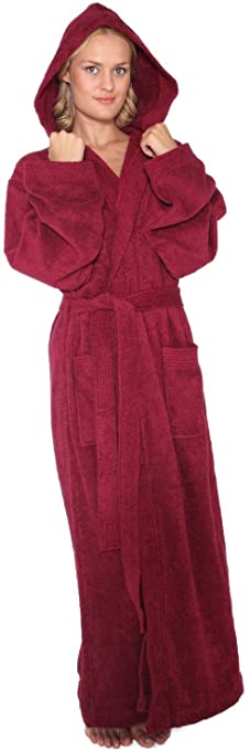 Arus Women's Pacific Style Full Length Tall Hooded Turkish Cotton Bathrobe