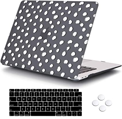 DQQH MacBook Air 13 Inch Case 2020 2019 2018 Release A2179 A1932 with Touch ID Retina Display, Plastic Hard Shell Case and Keyboard Cover for Newest Mac Air 13'' - Polka Dots