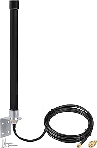 Bingfu 4G LTE Antenne Outdoor Große Reichweite 6 dBi SMA/RPSMA Wandmontage wasserdichte Glasfaserantenne mit 3 m Kabel kompatibel mit 4G LTE-Router Gateway Modem Sicherheitskamera, Mattschwarz