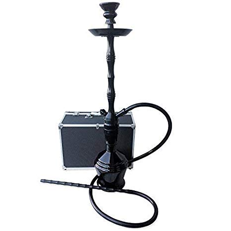The 30'' Black Panther Aluminum Hookah Shisha with a Premium Carry Case & Silicone Hose (1 Hose W/Case)